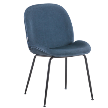 Chaise MONICA, assise et dossier garnis aspect velours bleu, structure monobloc