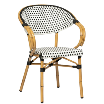 Fauteuil BASTILLE, Structure aluminium Tressage Noir et Blanc