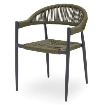 Fauteuil OXFORD Vert olive structure aluminium, tressage