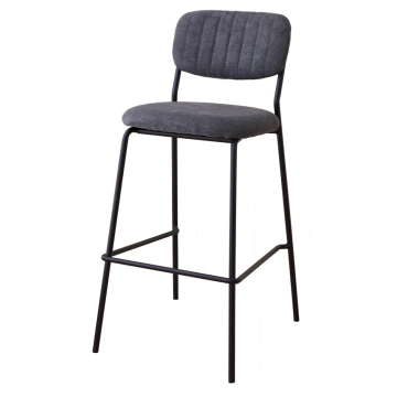 Tabouret AGATE Gris , Assise et dossier garnis, structure métal noir