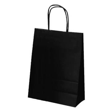250 Sacs SOS Kraft Noir poignées ficelle 26+14x 32 cm 80 g/m²