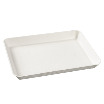 50 assiettes Kanopée 200x150x20 mm pulpe de canne blanche non laminée