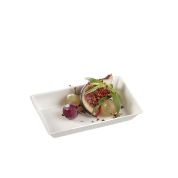 50 assiettes Quartz pulpe de canne blanche 100x60 mm