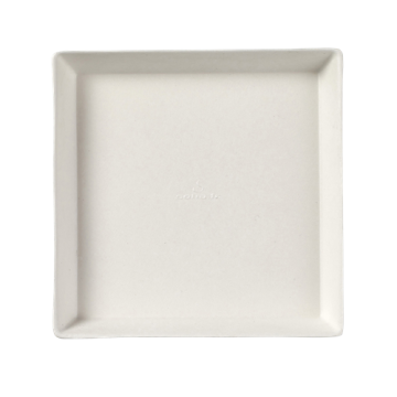 50 assiettes Quartz pulpe de canne blanche lamination PLA 130x130 mm
