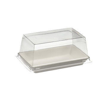 100 couvercles transparents pour assiette Quartz pulpe de canne 100x60 mm