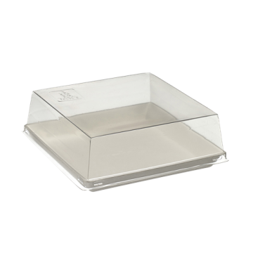 100 couvercles transparent rPET pour assiette Quartz pulpe de canne 130x130 mm