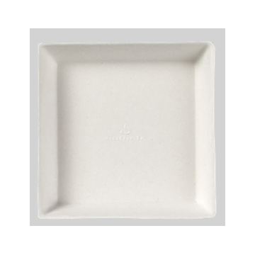 50 Assiettes Quartz pulpe de canne blanche 90x90 mm