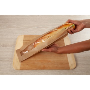 2x1000 Sacs sandwich Kraft Brun + fenêtre PP 100/27.5+27.5x340 mm