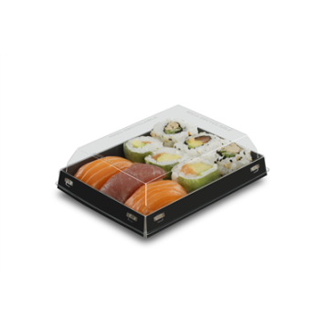 100 Boites LUXIFOOD Sushis 260 ml carton int. Noir ext.Naturel 12.7 x 9.2 cm