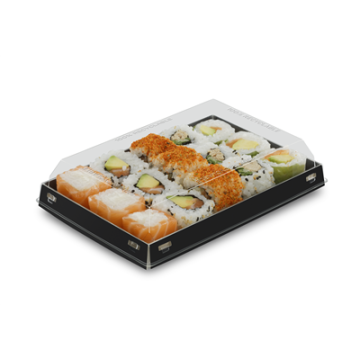 100 Boites LUXIFOOD Sushis 365 ml carton int. Noir ext.Naturel 16 x 10.5 cm