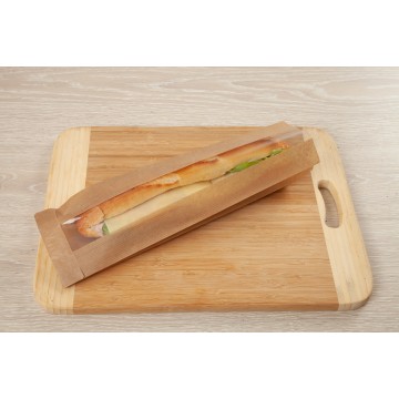 2x1000 Sacs sandwich Kraft Brun + fenêtre PP 100/27.5+27.5x340 mm