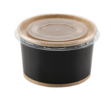 500 Bols à salade Puro 47 cl Noir/Kraft Ø 11 cm Ht 7.2 cm + Couvercle PP