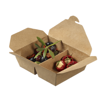 50 boites repas Quantum Ecokraft carton 2 compartiments 400+400 ml 168x135x50 mm