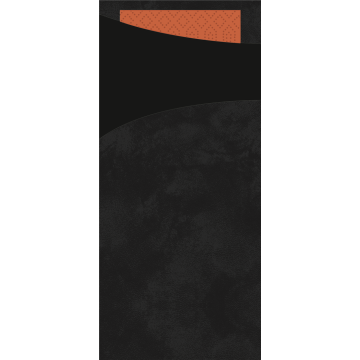 100 Sacchettos ouate Noir / Serviette Mandarine 2 Plis 33 x 33 cm