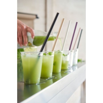 200 Pailles droites Papier Noir Ø 6 mm Ht 210 mm