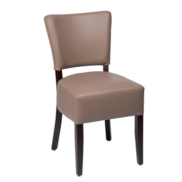 Chaise LOUISE, assise épaisse, dossier garnis,structure hêtre teinté wengé Taupe