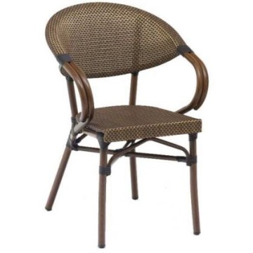 Fauteuil BASTILLE Rotin Aluminium Textylène Toffée