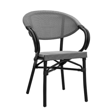 Fauteuil BASTILLE Rotin Aluminium Textylène Black and White