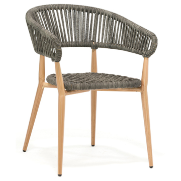 Fauteuil ARUSHA, structure Aluminium Finition Rotin Bambou, corde polyester Gris