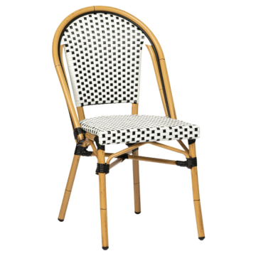 Chaise RIVOLI , structure Aluminium, Tressage Noir et Blanc