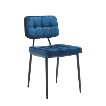 Chaise LIPARI assise et dossier garnis coloris Bleu structure métal