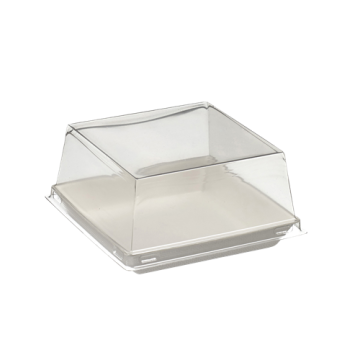 100 couvercles transparent rPET pour assiette Quartz pulpe de canne 90x90 mm
