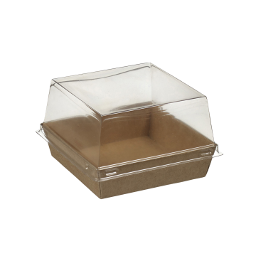 100 couvercles transparent rPET pour assiette Quartz pulpe de canne 90x90 mm