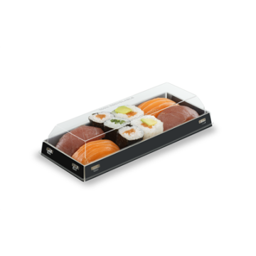 100 Boites LUXIFOOD Sushis 230 ml carton int. Noir ext.Naturel 17 x 6 cm