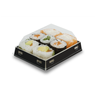 100 Boites LUXIFOOD Sushis 110 ml carton int. Noir ext.Naturel 8 x 6 cm