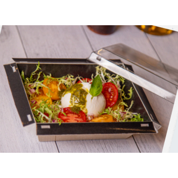 120 Boites LUXIFOOD 850 ml carton Naturel Intérieur Noir 18 x 14 cm Ht 5.3 cm