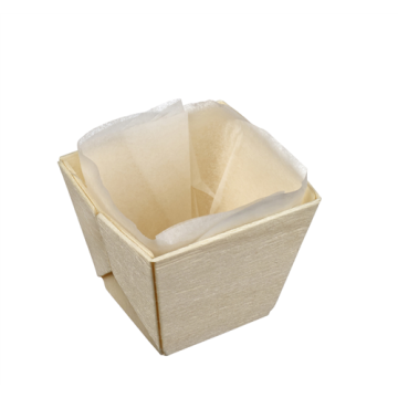 25 Barquettes Bois Carré avec papier cuisson 5.5 x 5.5 x 5.5 cm