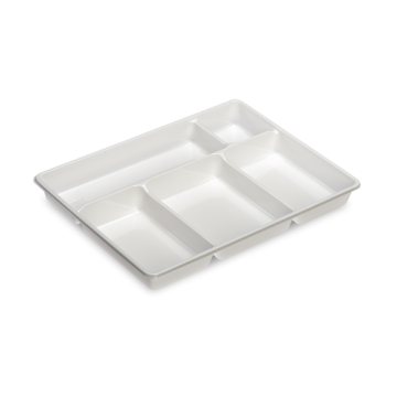50 Plateaux repas 5 comp. Blanc 29 x 22,4 cm Ht 30 mm