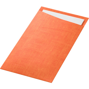 60 Sacchettos Dunisoft Sun Orange 11,5x23 cm / Serviette Blanche 32 x 40 cm