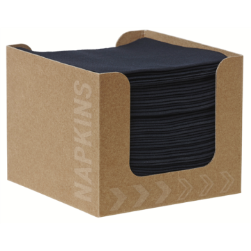 Boite distributrice kraft de 50 serviettes Bio Dunisoft 20 x 20 cm Noires
