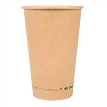 50 Gobelets 1 paroi carton marron 660 ml Ø 9/6 x 17 cm 300g/m²