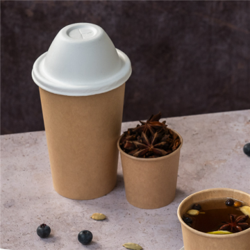 50 Gobelets 1 paroi carton marron 480 ml 16OZ Ø 9/6 x 13.2 cm 300g/m²