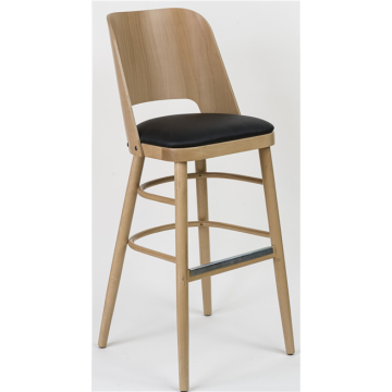 Tabouret AMANDINE Ht 75 cm assise garnie ébène struct dossier hêtre naturel