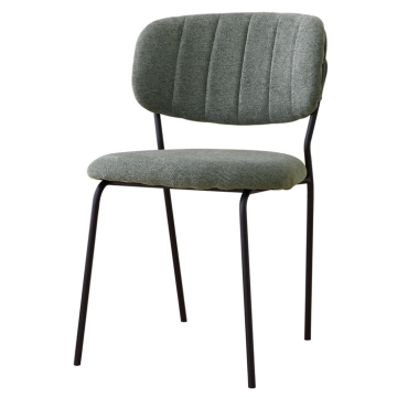 Chaise JADE Vert Assise et dossier garnis, structure métal noir