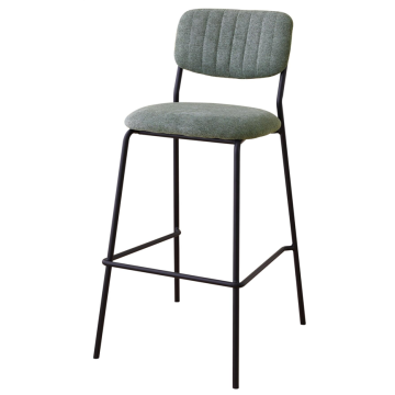 Tabouret AGATE Vert , Assise et dossier garnis, structure métal noir