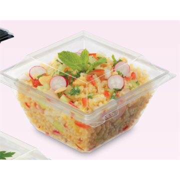 30 Pots à salade TAKIPACK - fond cristal 13.5 x 13.5 Ht 8 cm + couvercle 750 ml
