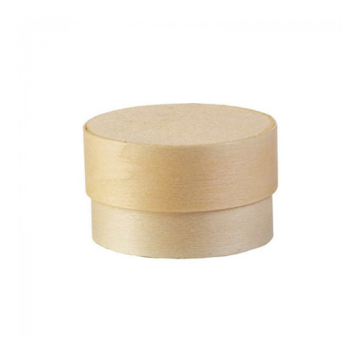 100 Boites rondes Wood Box 5 cl Ø53 x Ht 32 mm + caissettes blanches+couvercles