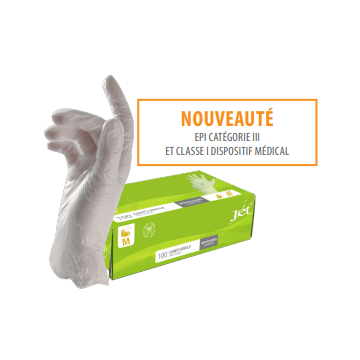 100 Gants Vinyles Naturel non poudrés Taille M